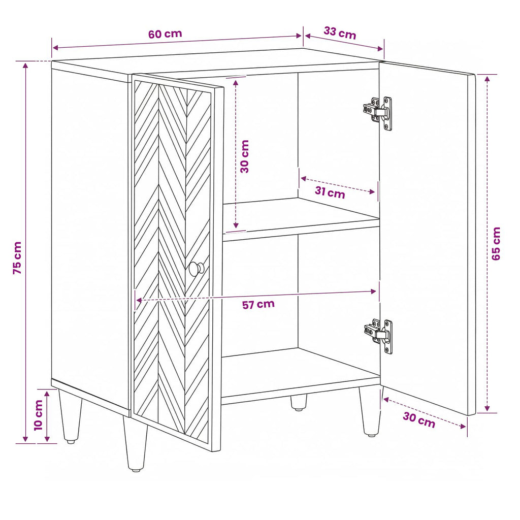 Stauraumschränke Braun 60 x 33,5 x 75 cm Massivholz Mango
