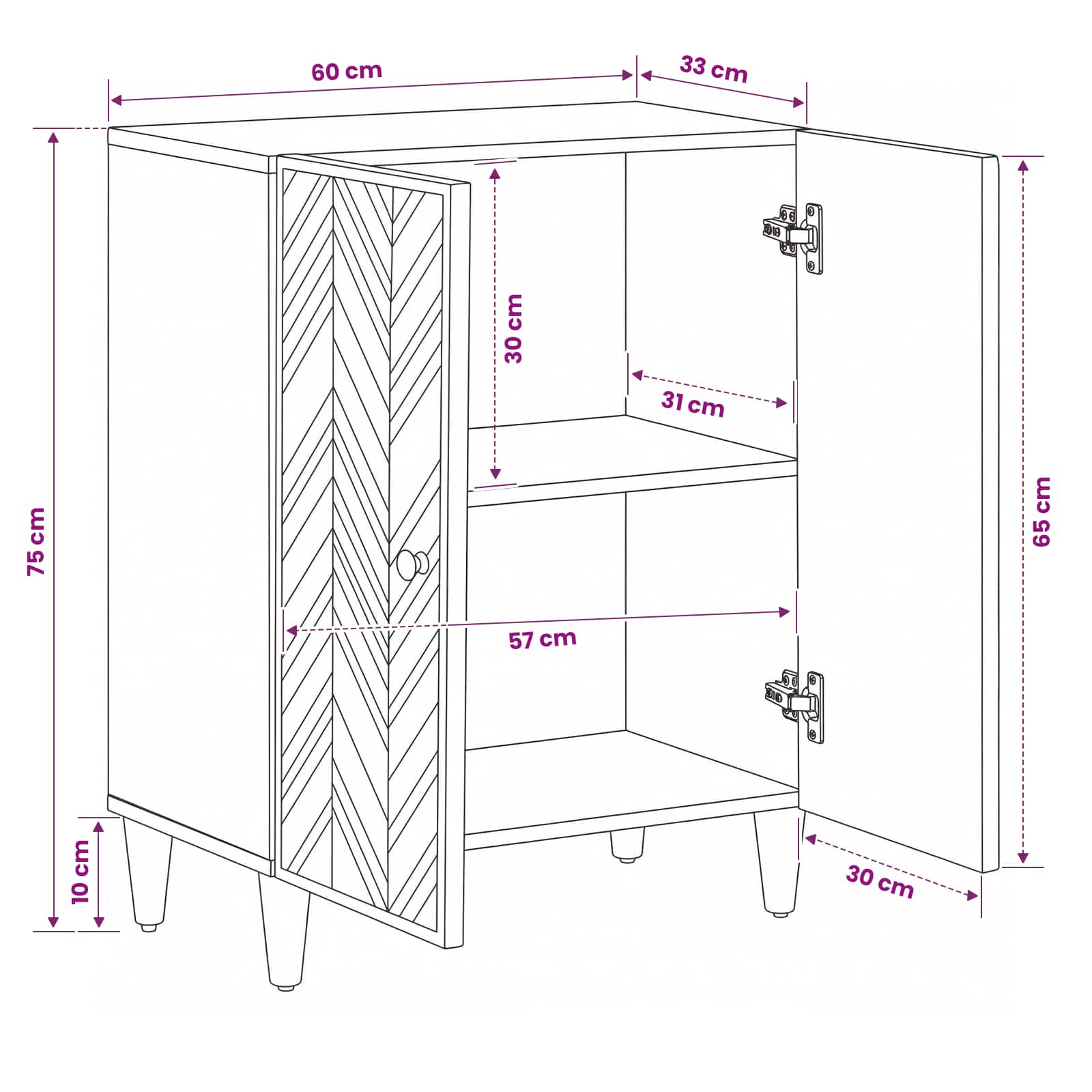 Stauraumschränke Braun 60 x 33,5 x 75 cm Massivholz Mango