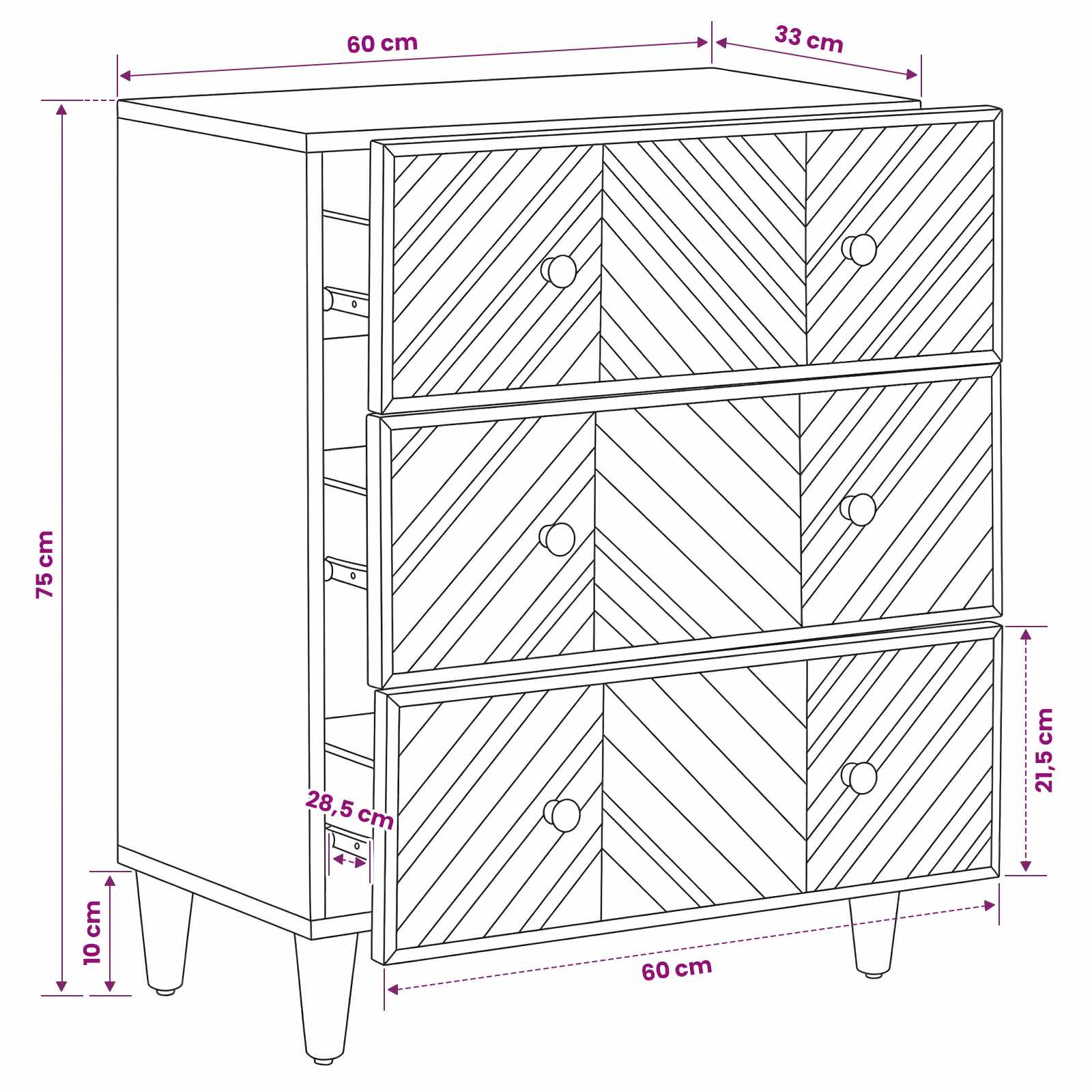 Stauraumschränke Braun 60 x 33,5 x 75 cm Massivholz Mango