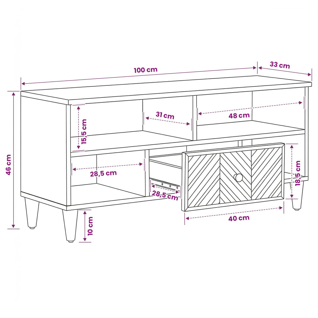 Stauraumschränke Braun 100 x 33,5 x 46 cm Massivholz Mango