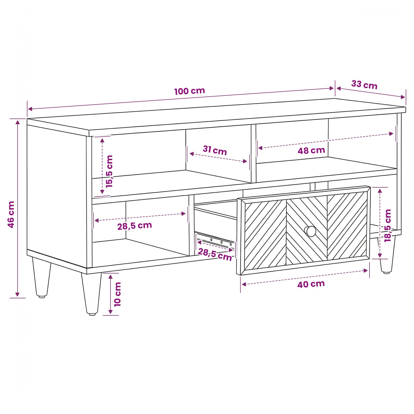 Stauraumschränke Braun 100 x 33,5 x 46 cm Massivholz Mango