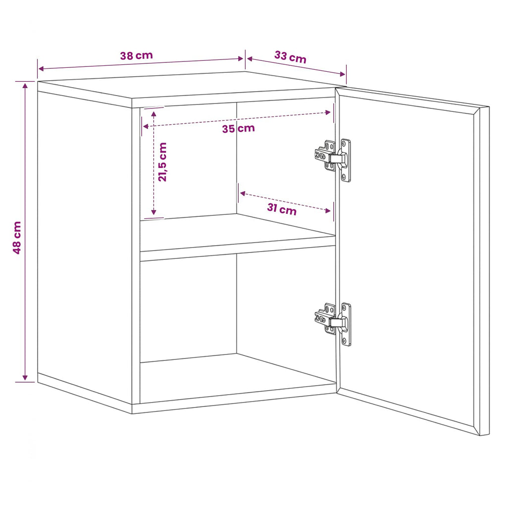 Hängeschrank mit Tür Braun 38 x 33,5 x 48 cm Massivholz Mango