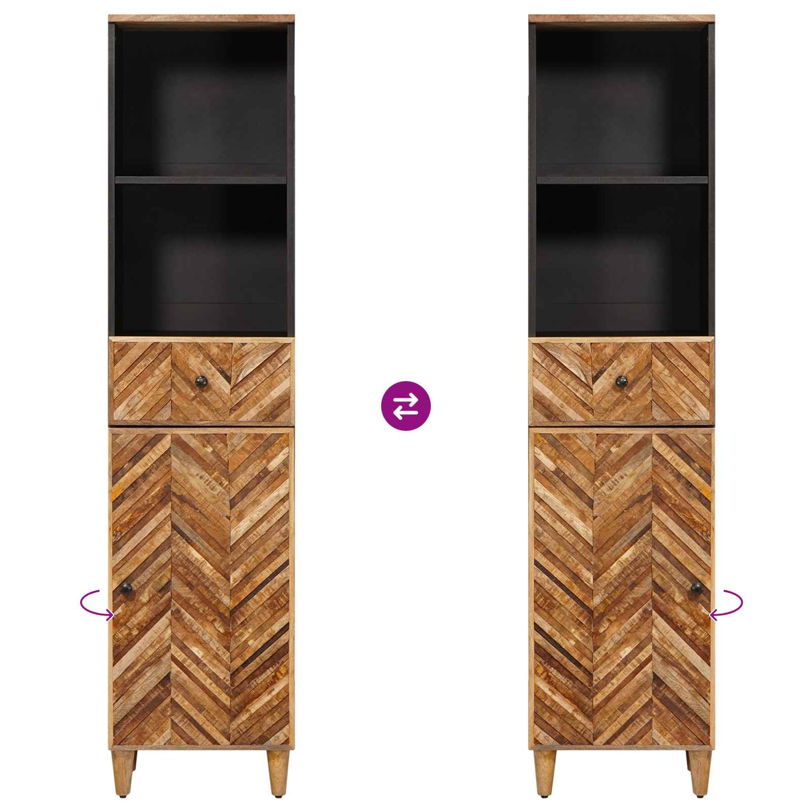 Badezimmerschrank Braun 38 x 33,5 x 160 cm Massivholz Mango