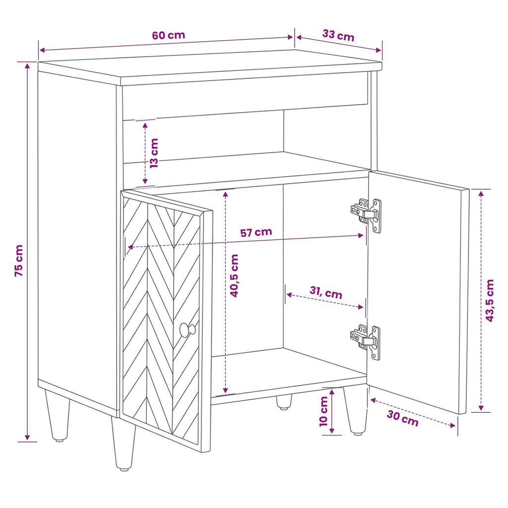 Stauraumschränke Braun 60 x 33,5 x 75 cm Massivholz Mango
