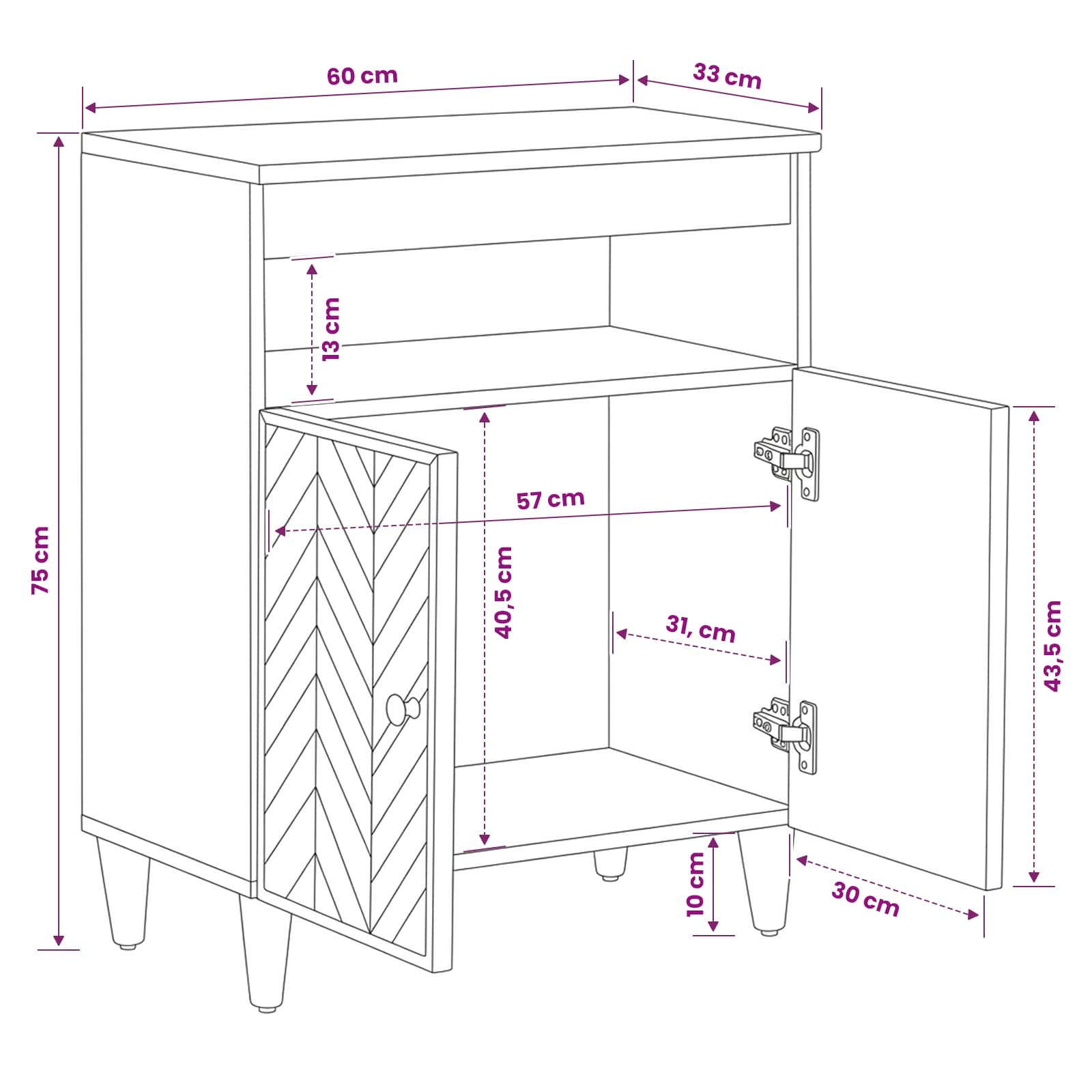 Stauraumschränke Braun 60 x 33,5 x 75 cm Massivholz Mango