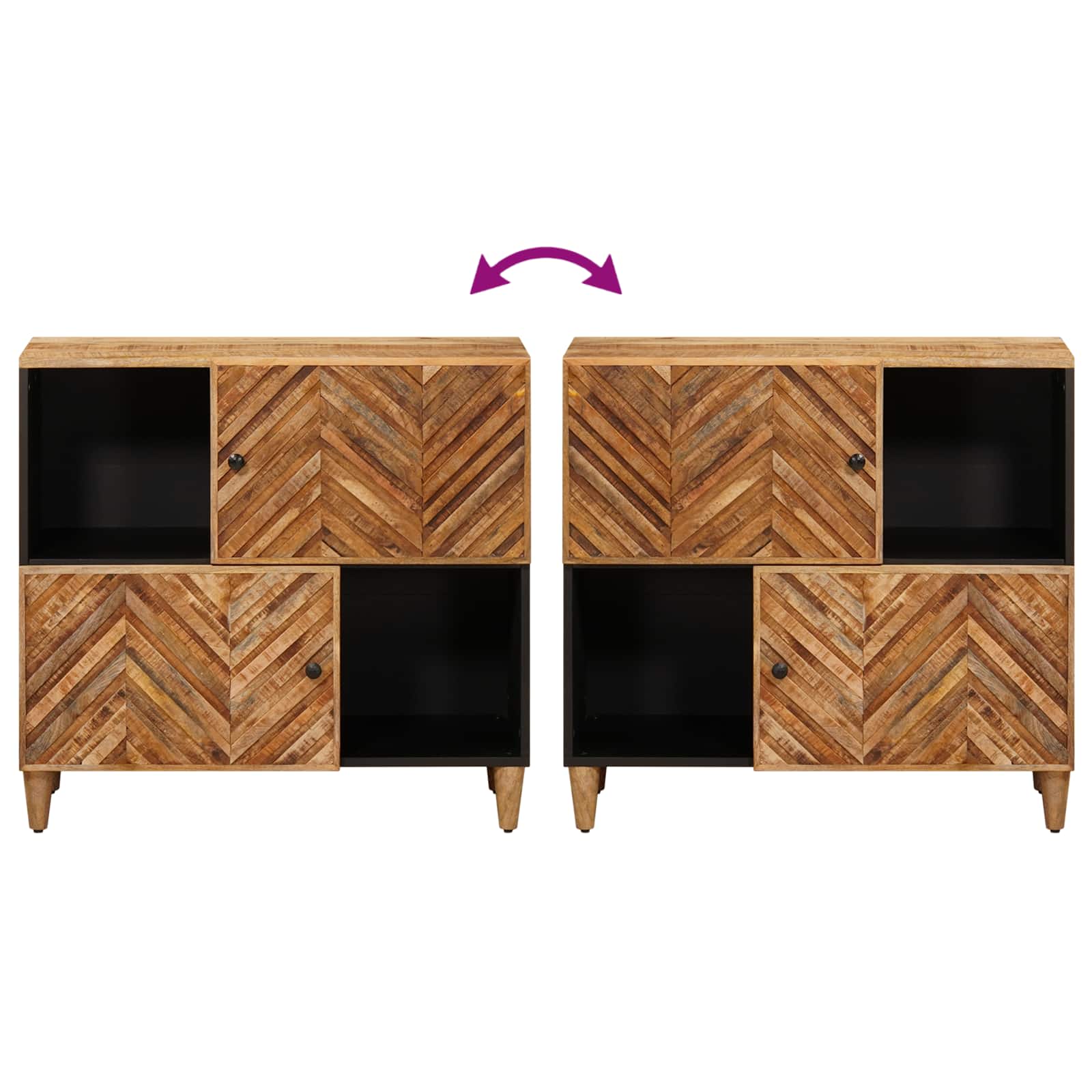 Stauraumschränke Braun 80 x 33,5 x 75 cm Massivholz Mango