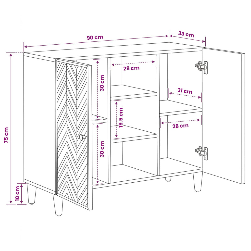 Stauraumschränke Braun 90 x 33,5 x 75 cm Massivholz Mango