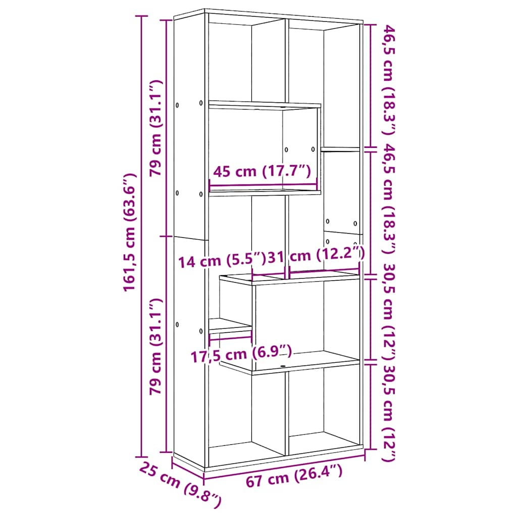Raumteiler-Bücherregal Weiß 67x25x161,5 cm Holzwerkstoff