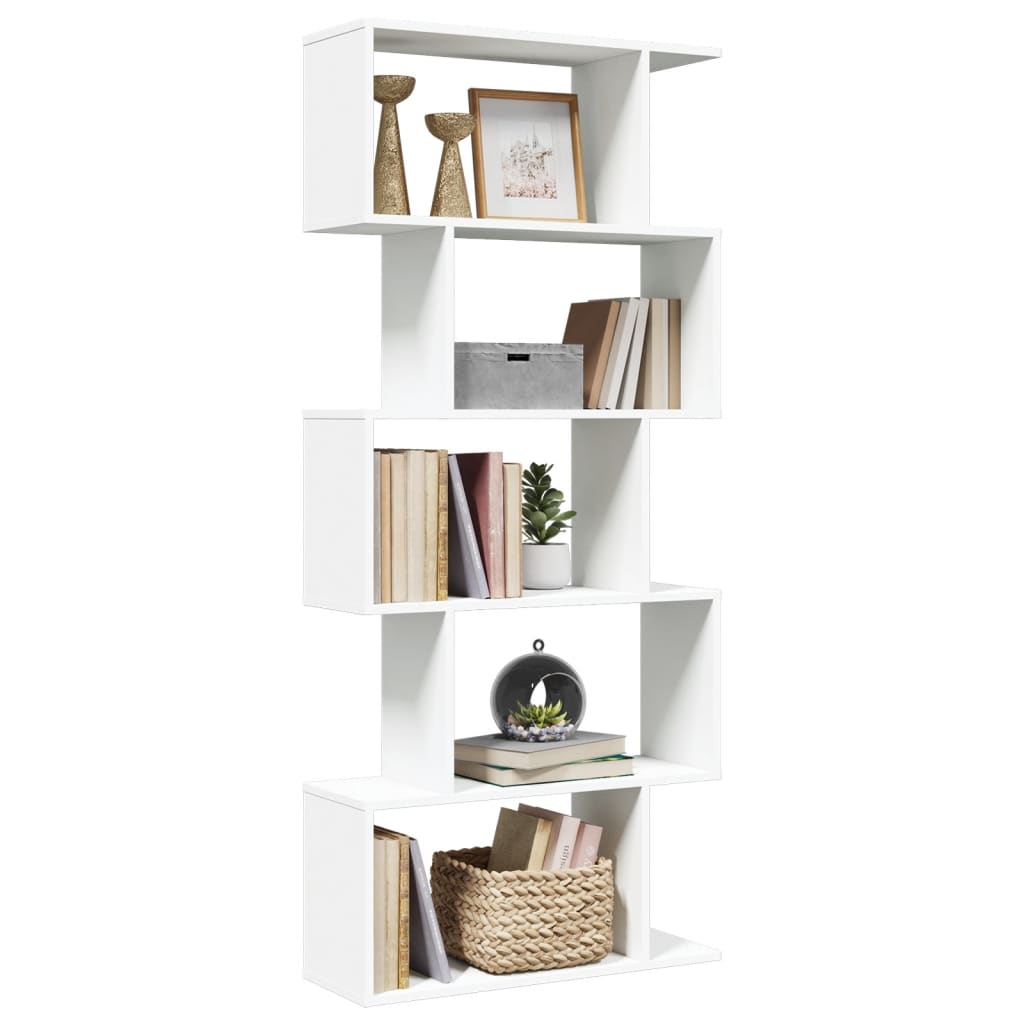 Raumteiler Bücherregal 5-stufig Weiß 70x24x161 cm Holzwerkstoff