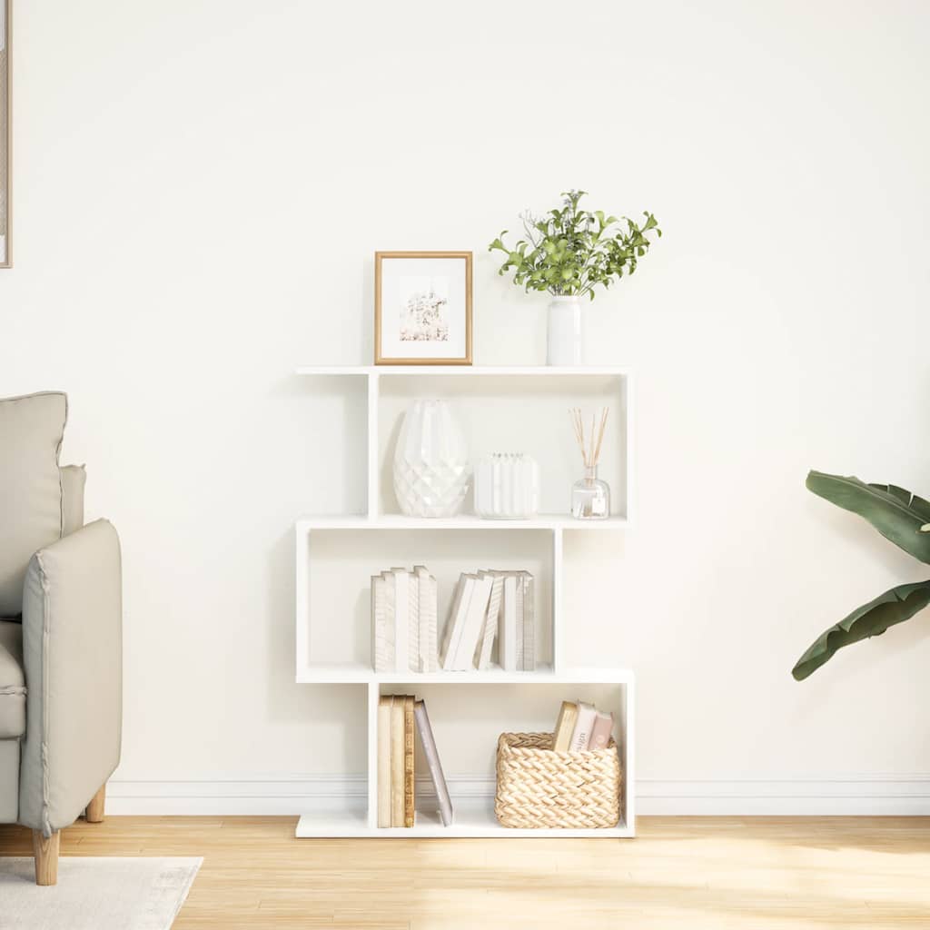 Raumteiler Bücherregal 3-stufig Weiß 70x24x97 cm Holzwerkstoff