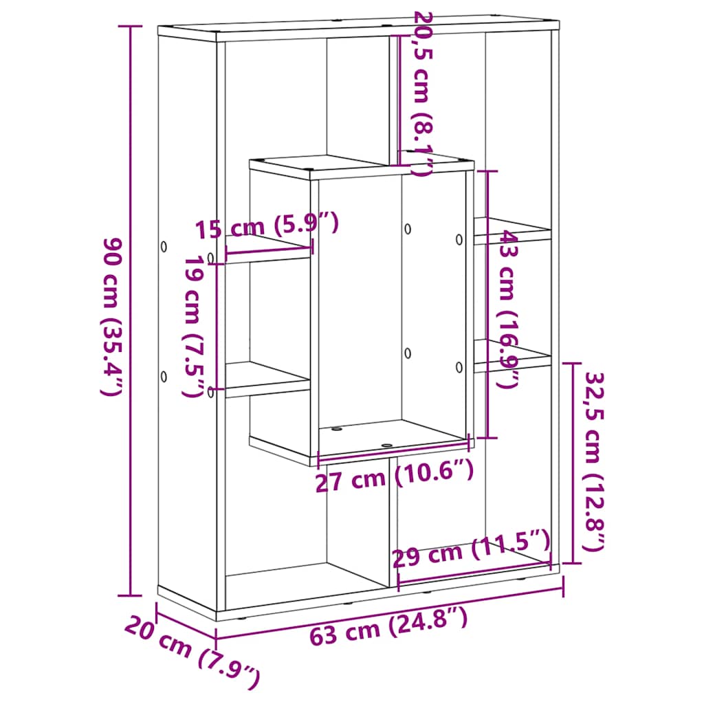 Bücherregal Weiß 63 x 20 x 90 cm Holzwerkstoff