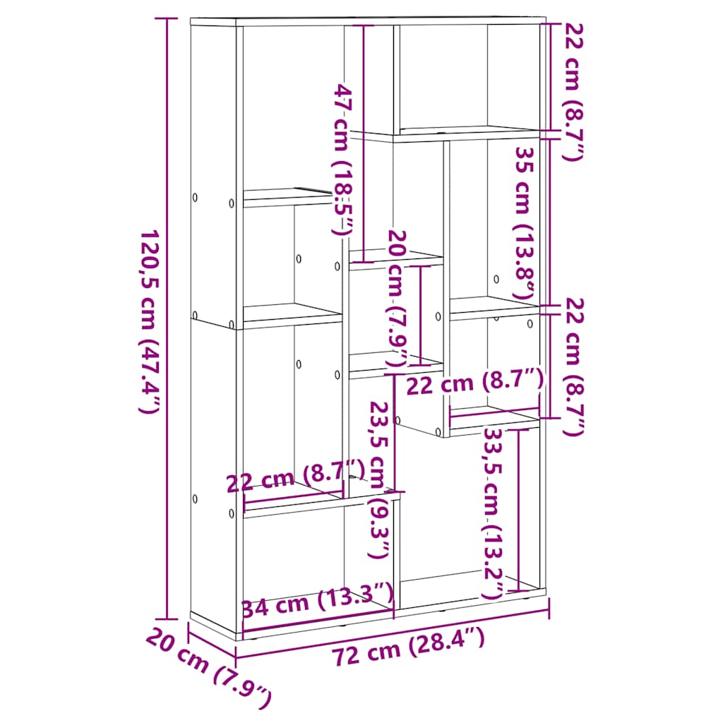 Bücherregal Altholz-Optik 72x20x120,5 cm Holzwerkstoff