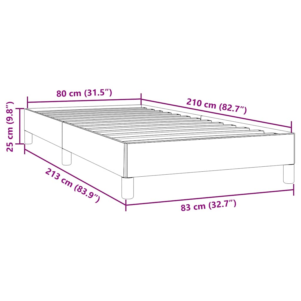 Bettgestell ohne Matratze Hellgrau 80x210 cm Samt