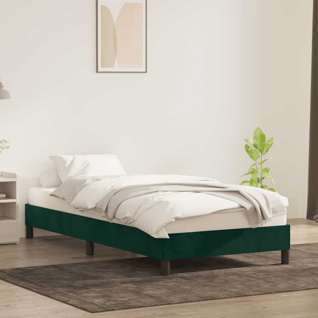 Bettgestell ohne Matratze Dunkelgrün 90x210 cm Samt