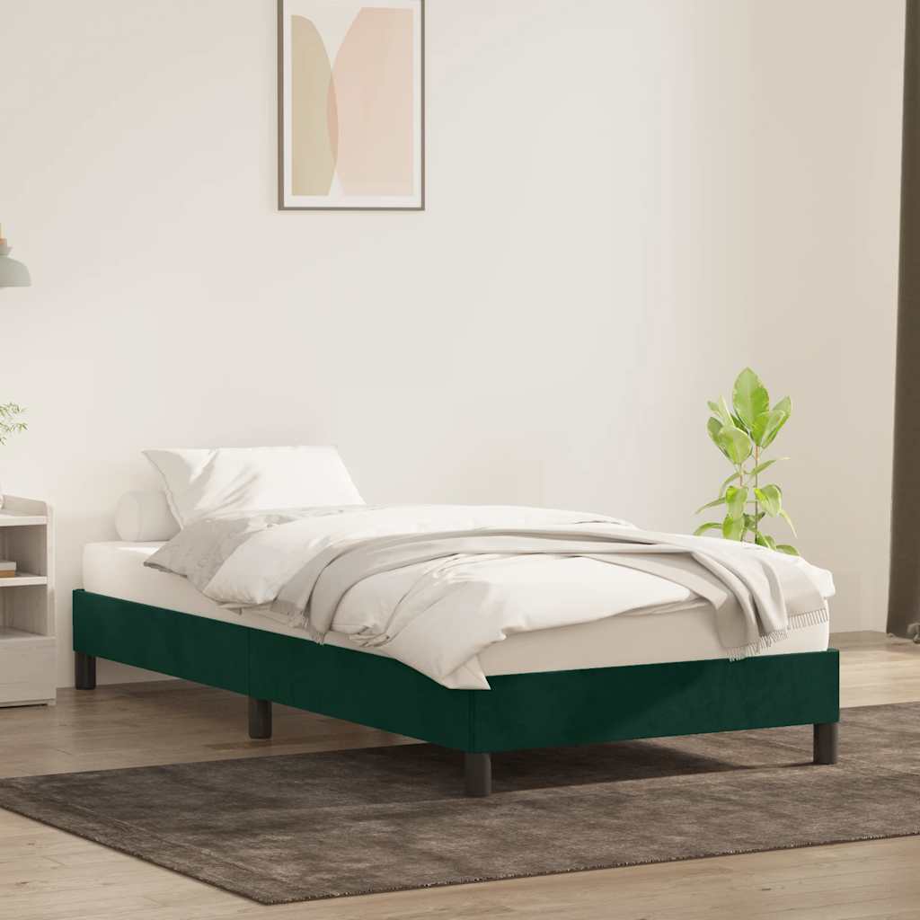 Bettgestell ohne Matratze Dunkelgrün 100x210 cm Samt