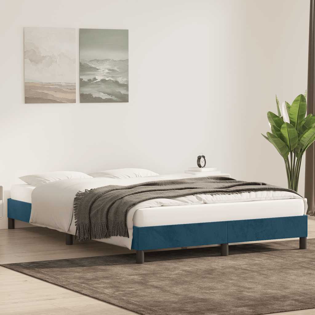 Bettgestell ohne Matratze Dunkelblau 160x210 cm Samt