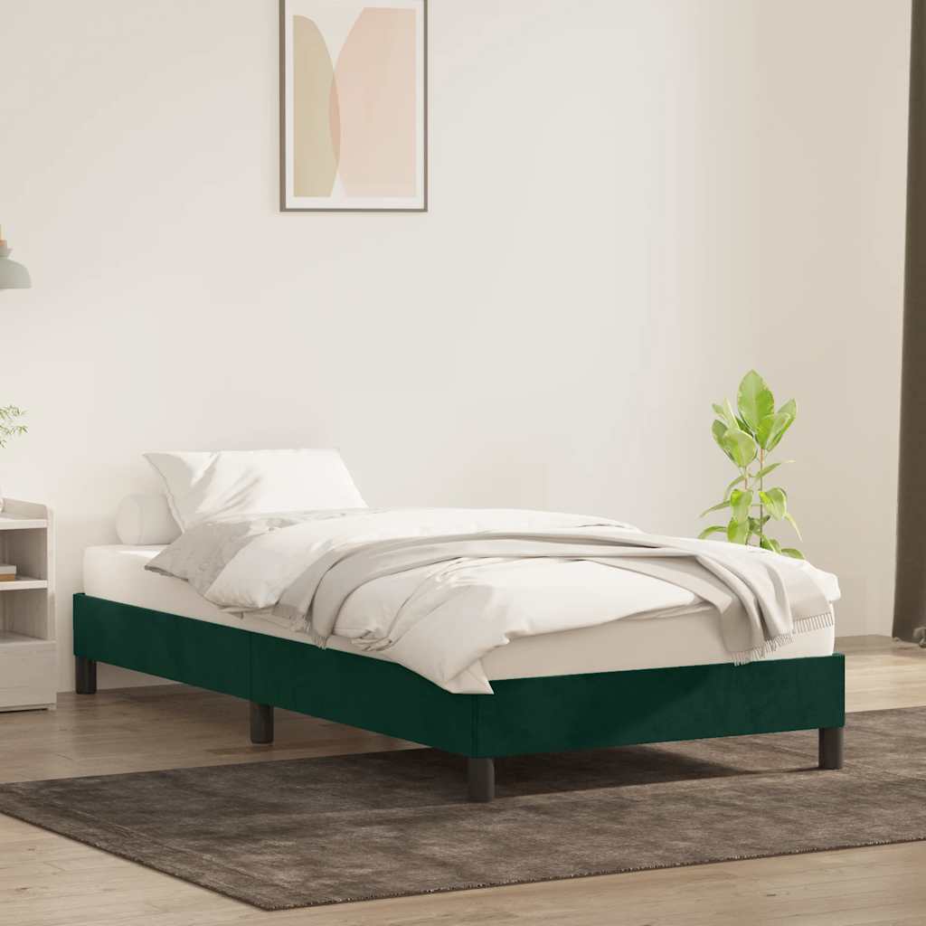 Bettgestell ohne Matratze Dunkelgrün 80x220 cm Samt
