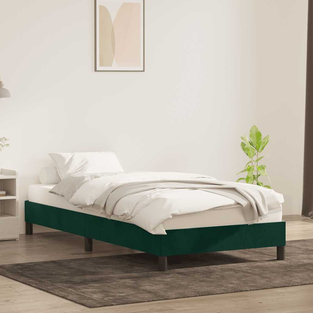 Bettgestell ohne Matratze Dunkelgrün 100x220 cm Samt