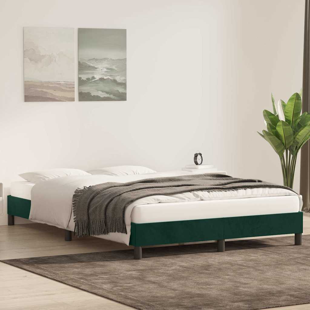Bettgestell ohne Matratze Dunkelgrün 140x220 cm Samt