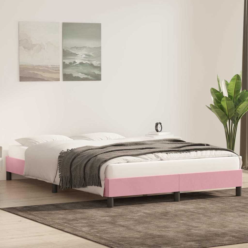 Bettgestell ohne Matratze Rosa 140x220 cm Samt