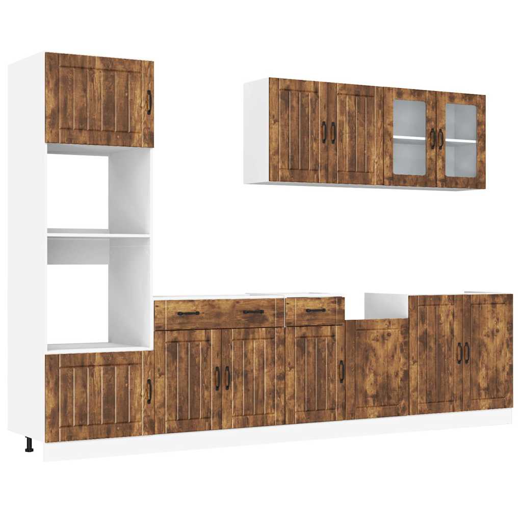 7-tlg. Küchenschrank-Set Lucca Räuchereiche Holzwerkstoff
