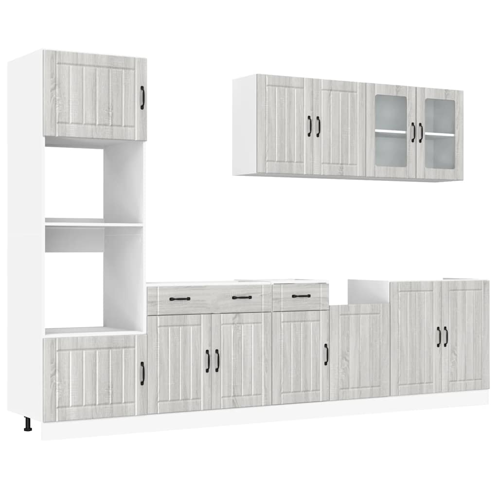 7-tlg. Küchenschrank-Set Kalmar Grau Sonoma Holzwerkstoff