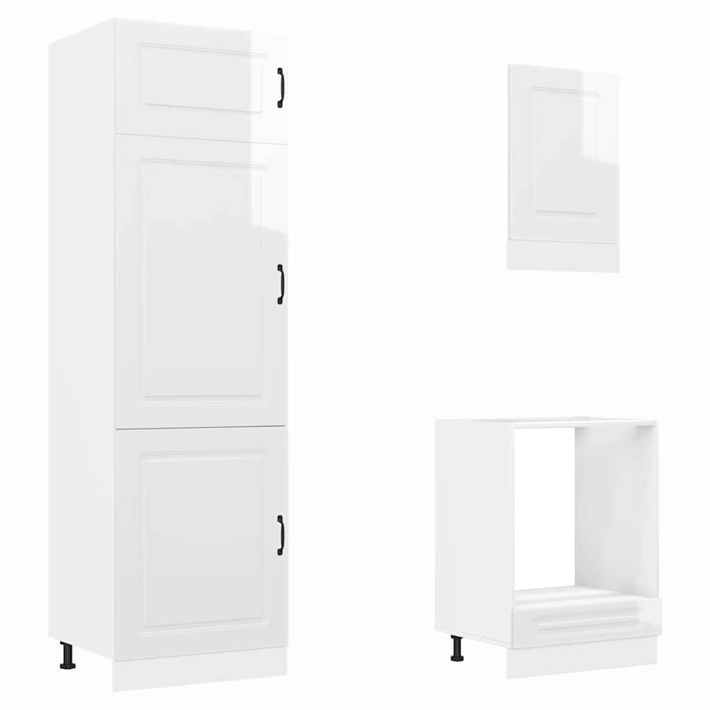 7-tlg. Küchenschrank-Set Kalmar Hochglanz-Weiß Holzwerkstoff