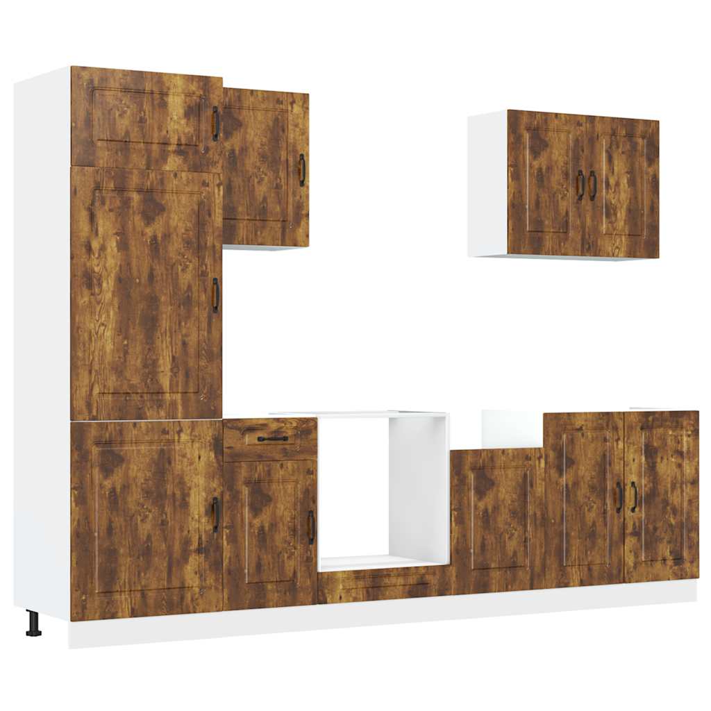 7-tlg. Küchenschrank-Set Kalmar Räuchereiche Holzwerkstoff