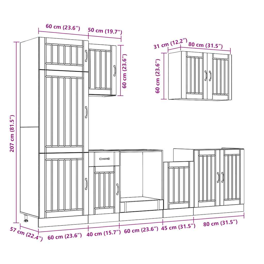 7-tlg. Küchenschrank-Set Lucca Weiß Holzwerkstoff