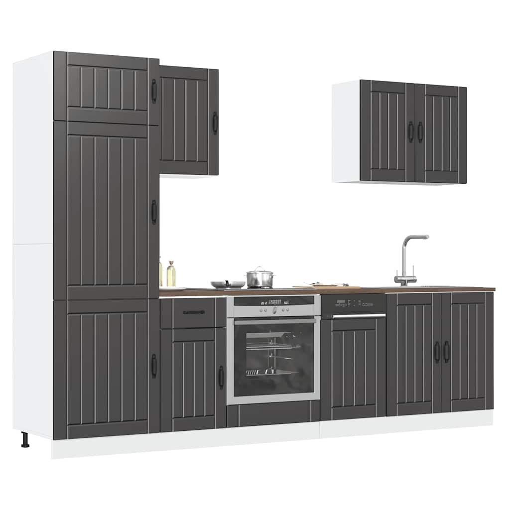7-tlg. Küchenschrank-Set Lucca Schwarz Holzwerkstoff