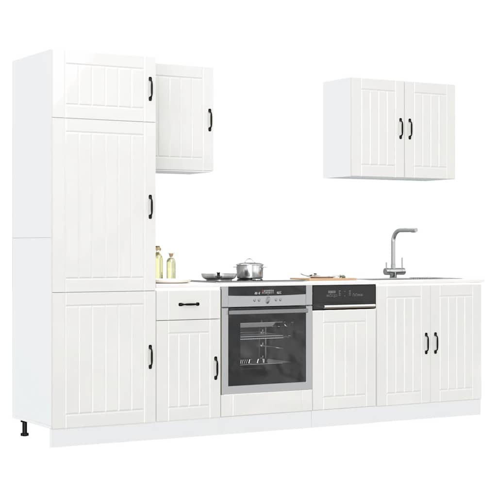 7-tlg. Küchenschrank-Set Lucca Hochglanz-Weiß Holzwerkstoff