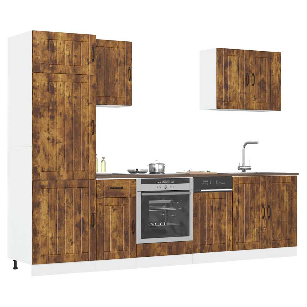 7-tlg. Küchenschrank-Set Lucca Räuchereiche Holzwerkstoff