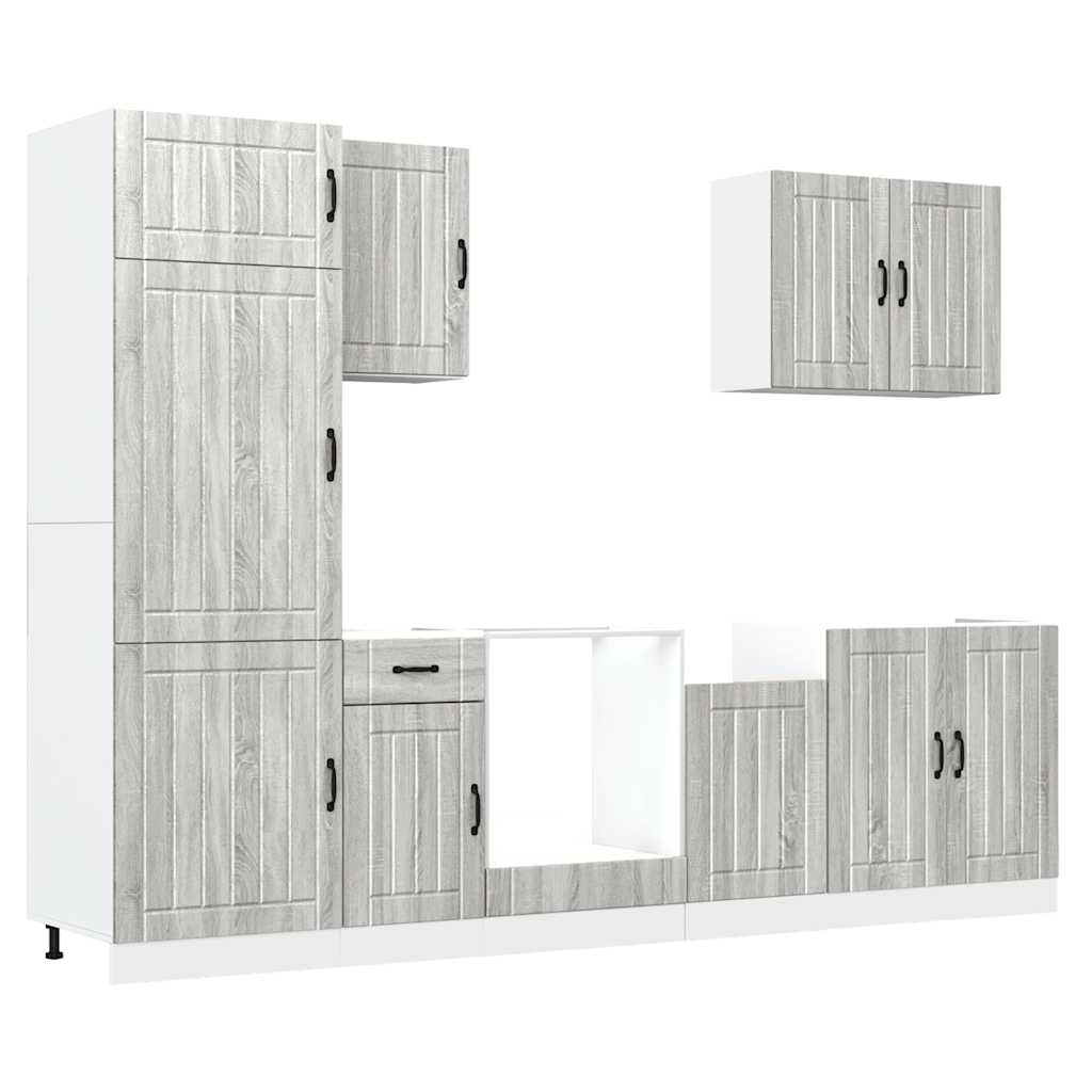 7-tlg. Küchenschrank-Set Lucca Grau Sonoma Holzwerkstoff