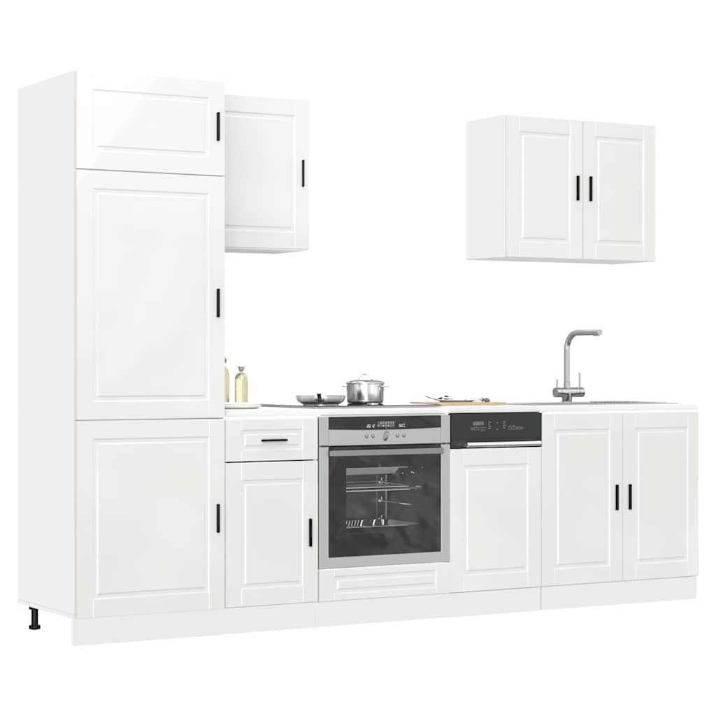 7-tlg. Küchenschrank-Set Porto Hochglanz-Weiß Holzwerkstoff