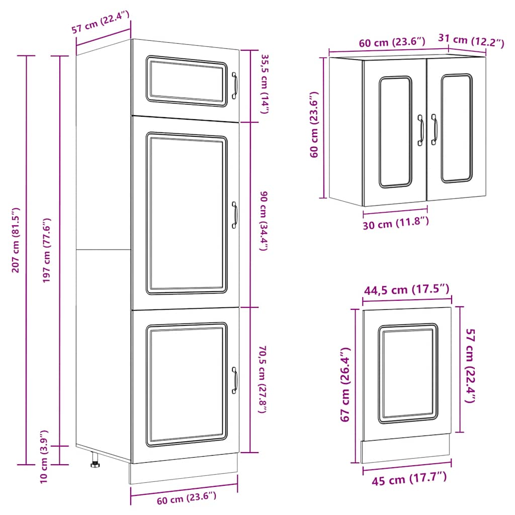 8-tlg. Küchenschrank-Set Kalmar Altholz-Optik Holzwerkstoff