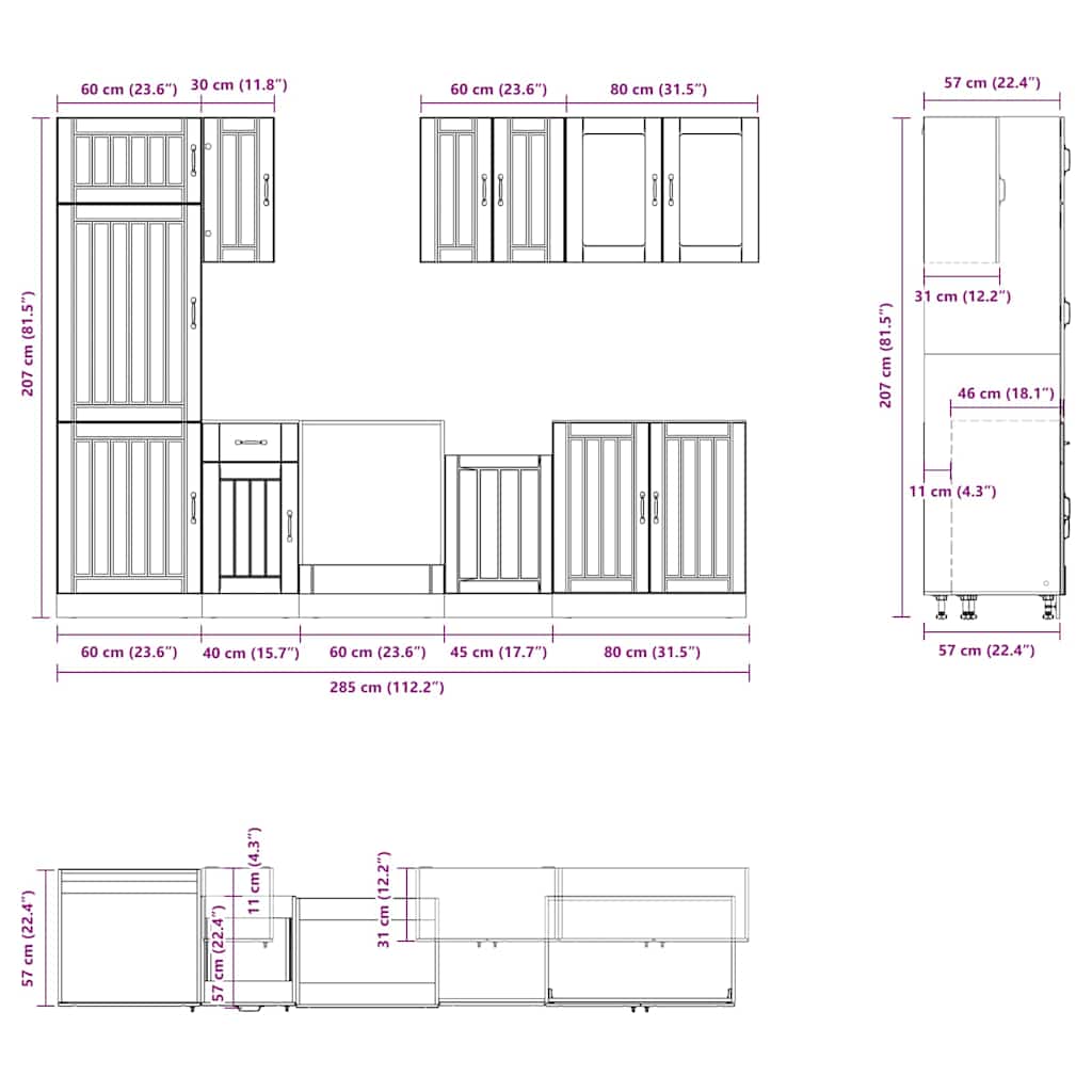 8-tlg. Küchenschrank-Set Lucca Hochglanz-Weiß Holzwerkstoff