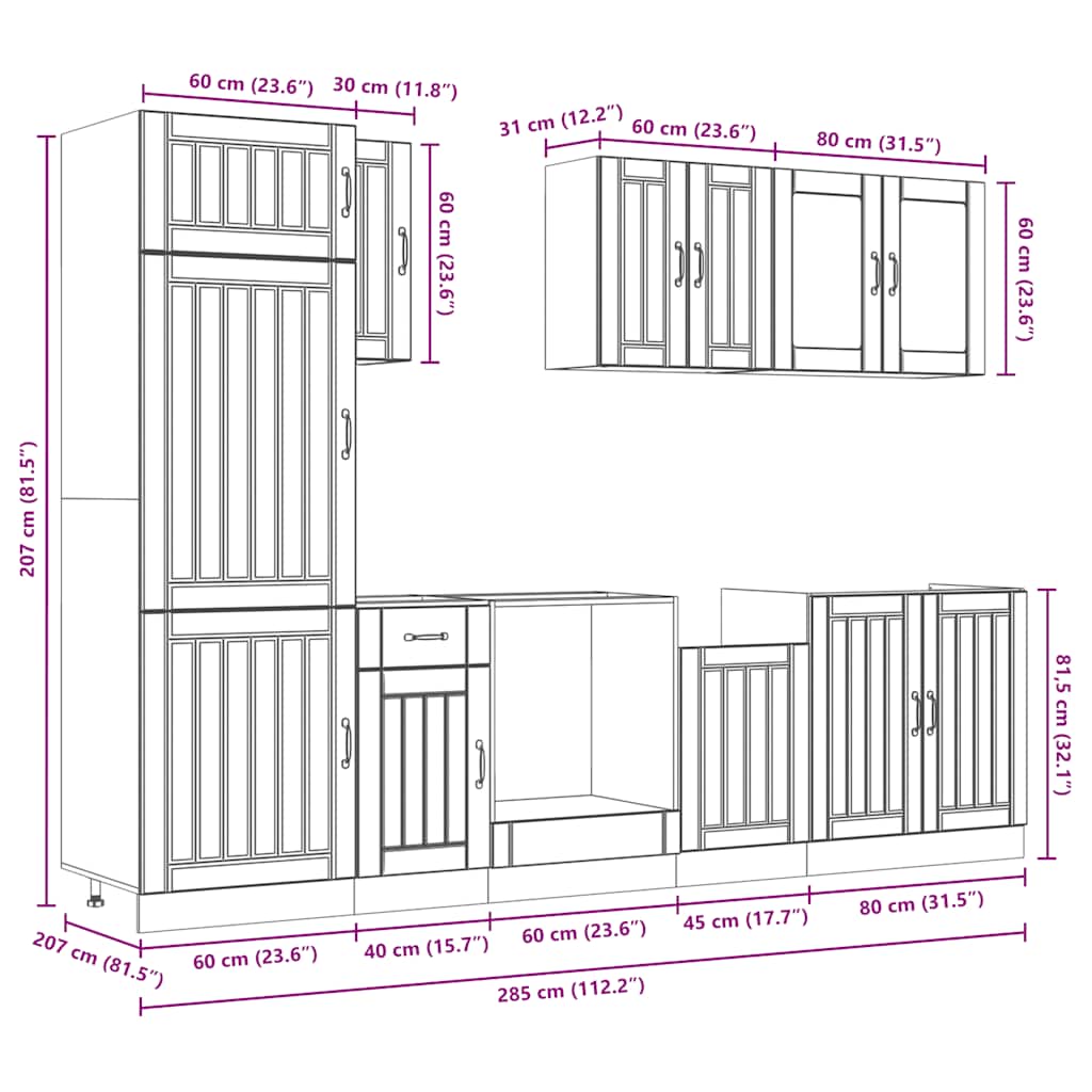 8-tlg. Küchenschrank-Set Lucca Sonoma-Eiche Holzwerkstoff
