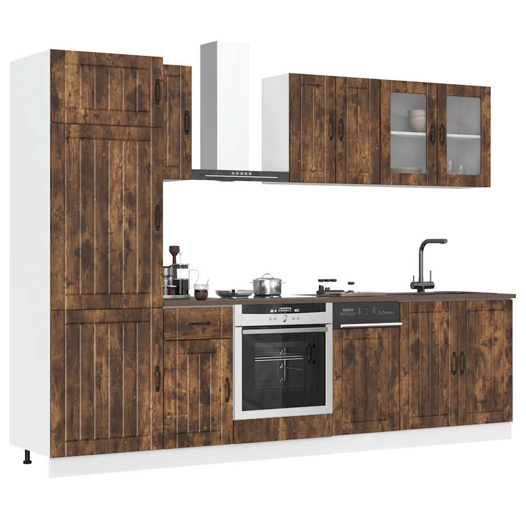 8-tlg. Küchenschrank-Set Lucca Räuchereiche Holzwerkstoff
