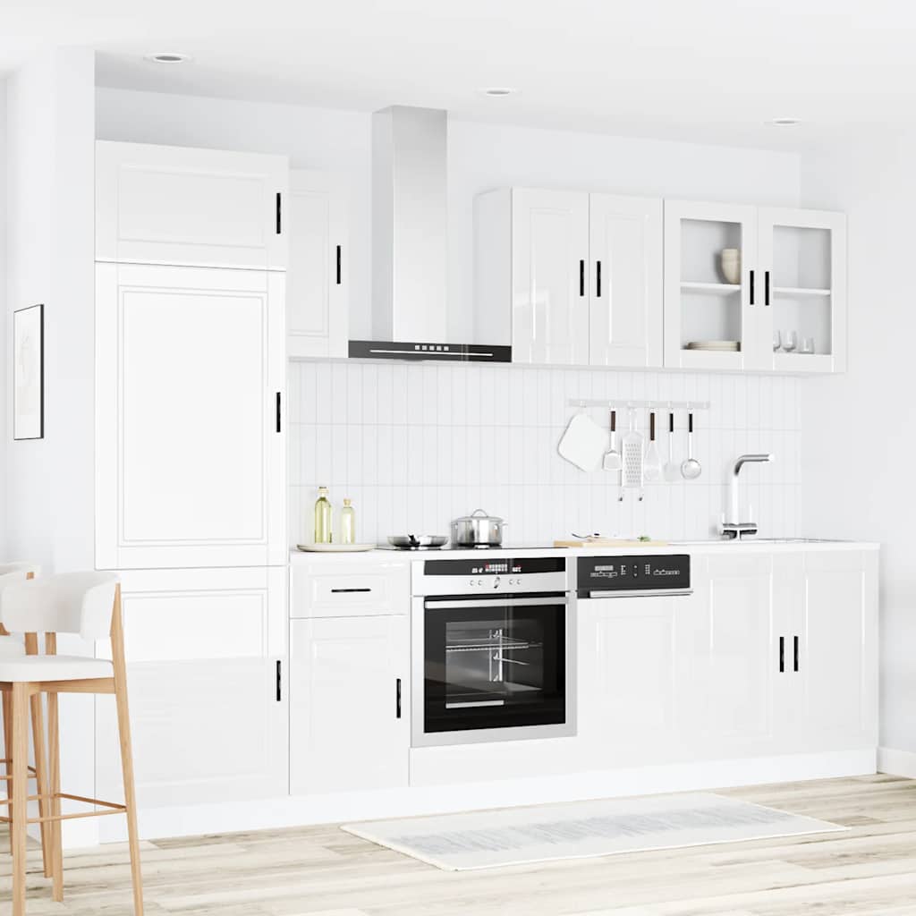 8-tlg. Küchenschrank-Set Porto Hochglanz-Weiß Holzwerkstoff