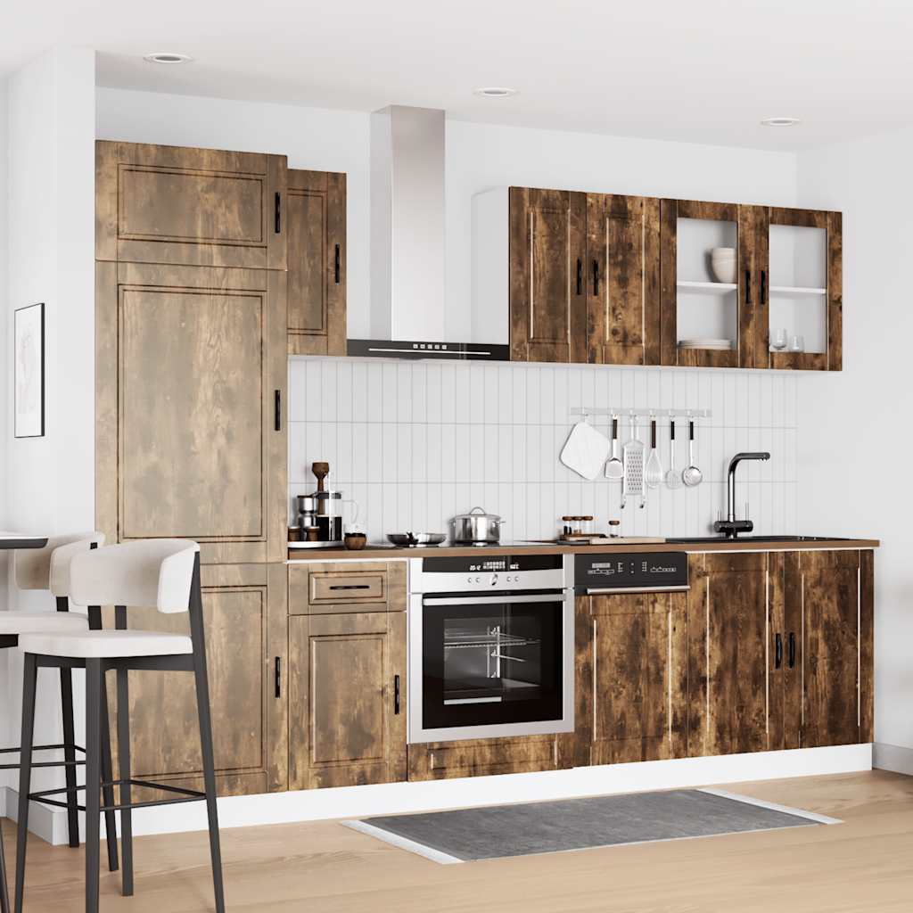 8-tlg. Küchenschrank-Set Porto Räuchereiche Holzwerkstoff