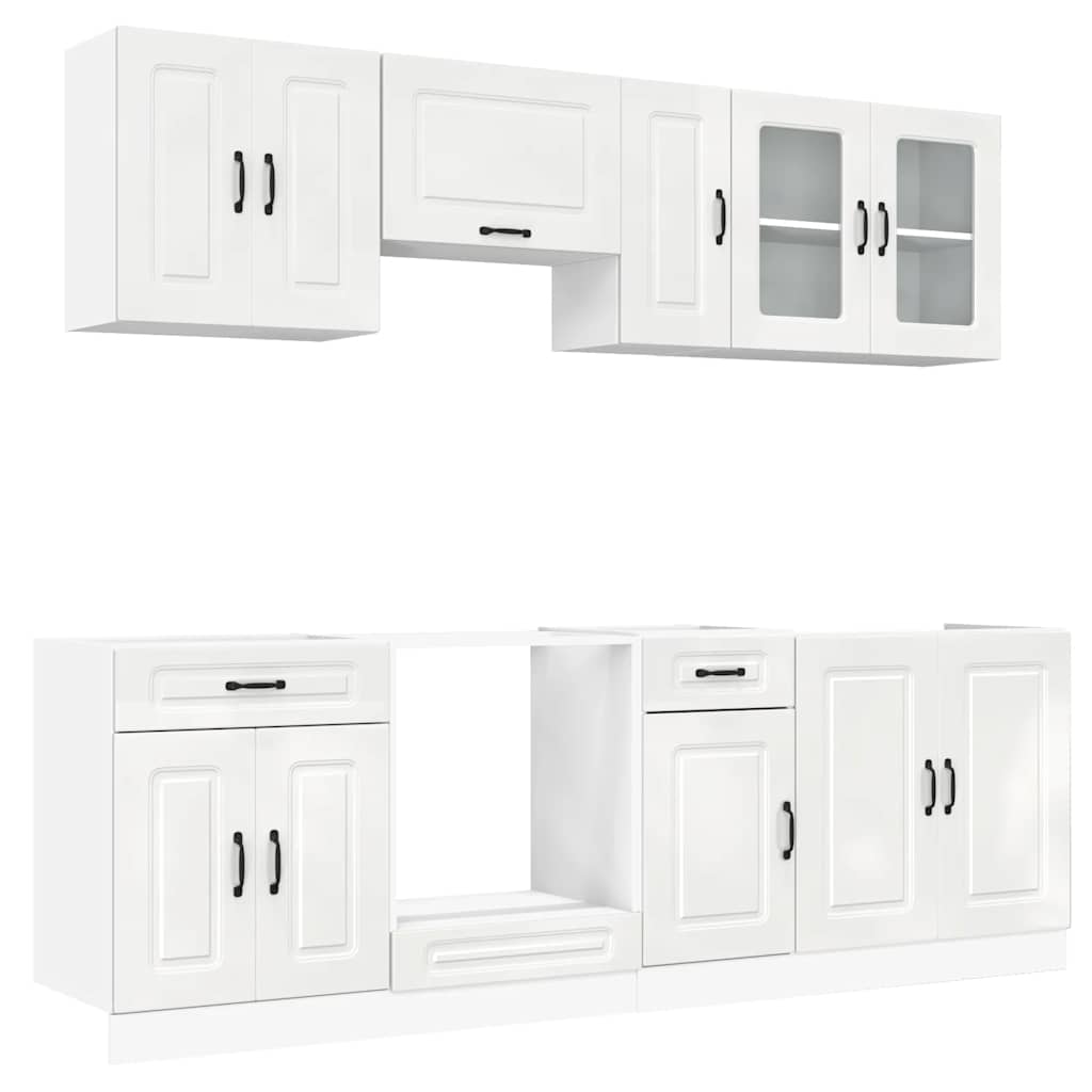 8-tlg. Küchenschrank-Set Kalmar Hochglanz-Weiß Holzwerkstoff