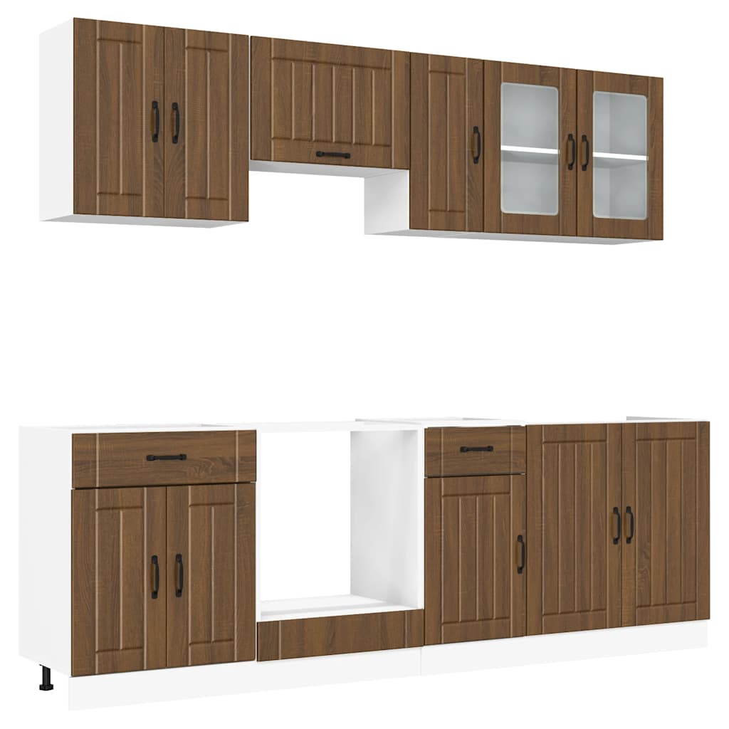 8-tlg. Küchenschrank-Set Lucca Braun Eichen-Optik Holzwerkstoff