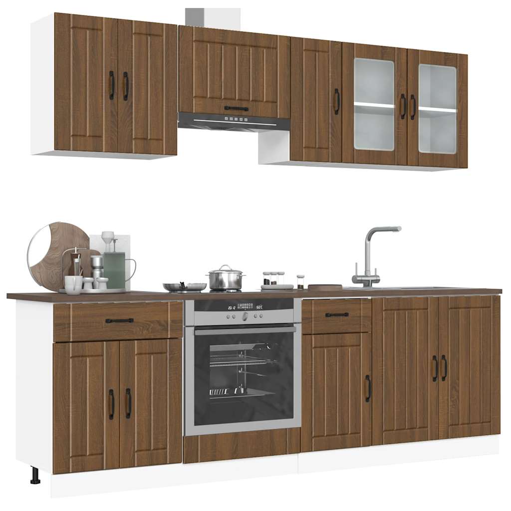 8-tlg. Küchenschrank-Set Lucca Braun Eichen-Optik Holzwerkstoff
