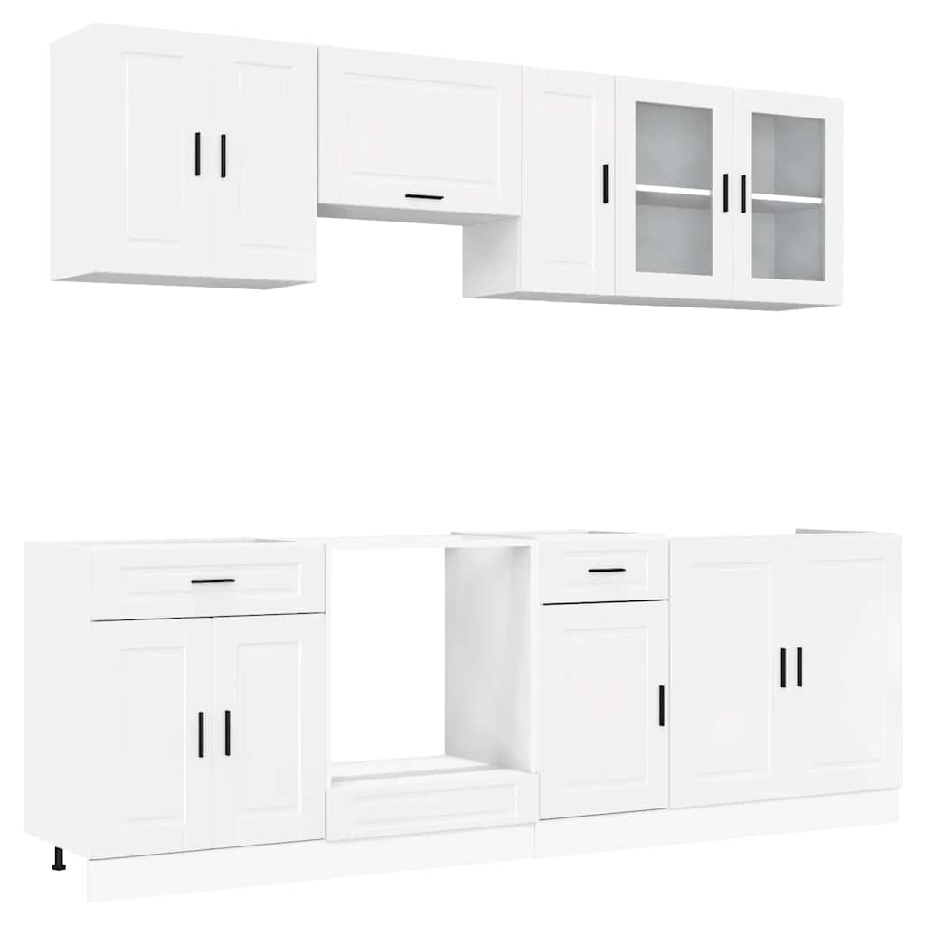 8-tlg. Küchenschrank-Set Kalmar Hochglanz-Weiß Holzwerkstoff