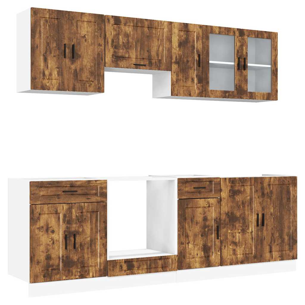 8-tlg. Küchenschrank-Set Porto Räuchereiche Holzwerkstoff