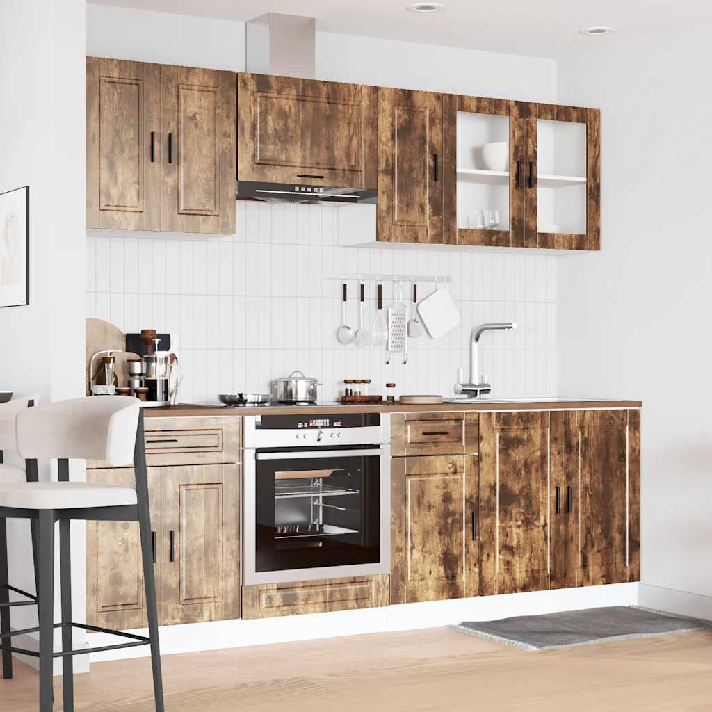 8-tlg. Küchenschrank-Set Porto Räuchereiche Holzwerkstoff