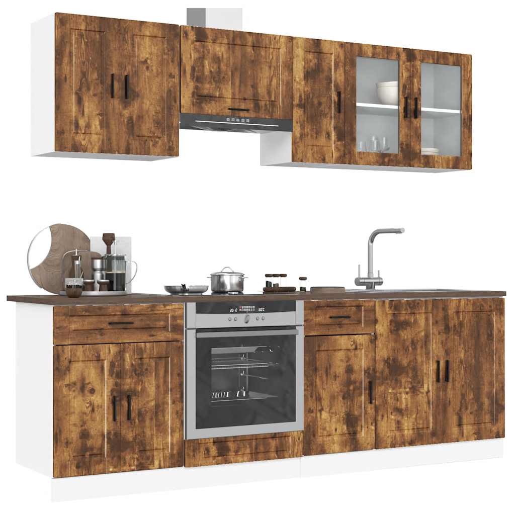 8-tlg. Küchenschrank-Set Porto Räuchereiche Holzwerkstoff