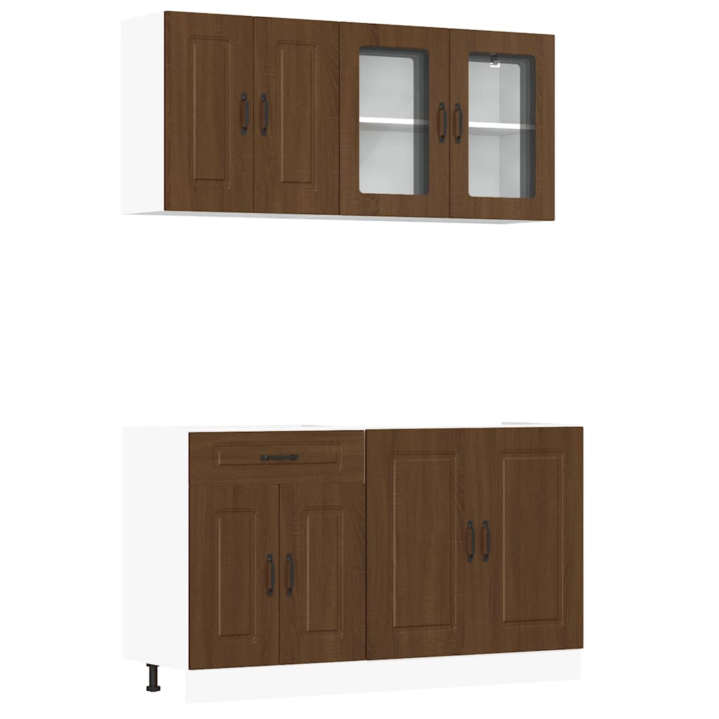 4-tlg. Küchenschrank-Set Kalmar Braun Eichen-Optik Holzwerkstoff