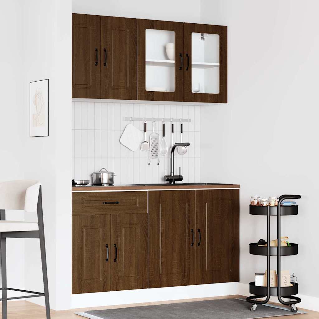 4-tlg. Küchenschrank-Set Kalmar Braun Eichen-Optik Holzwerkstoff