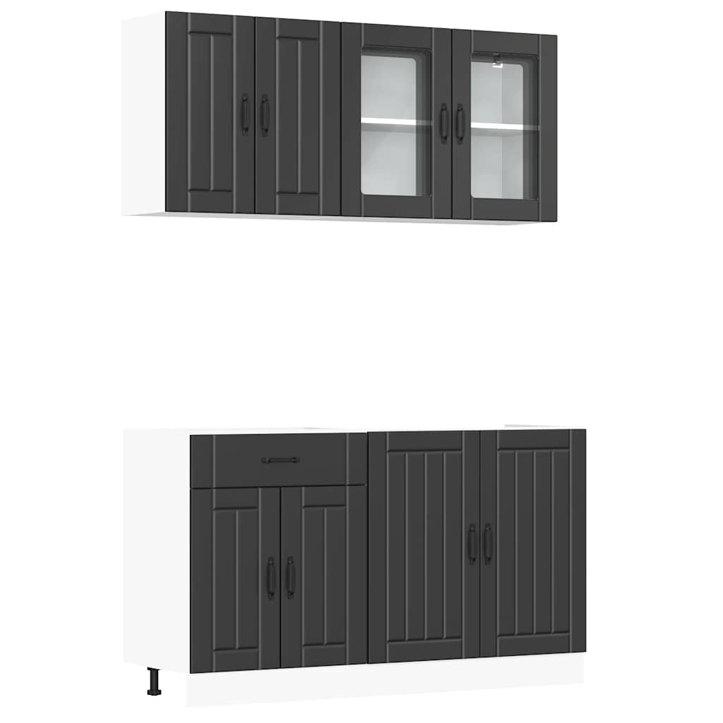4-tlg. Küchenschrank-Set Lucca Schwarz Holzwerkstoff